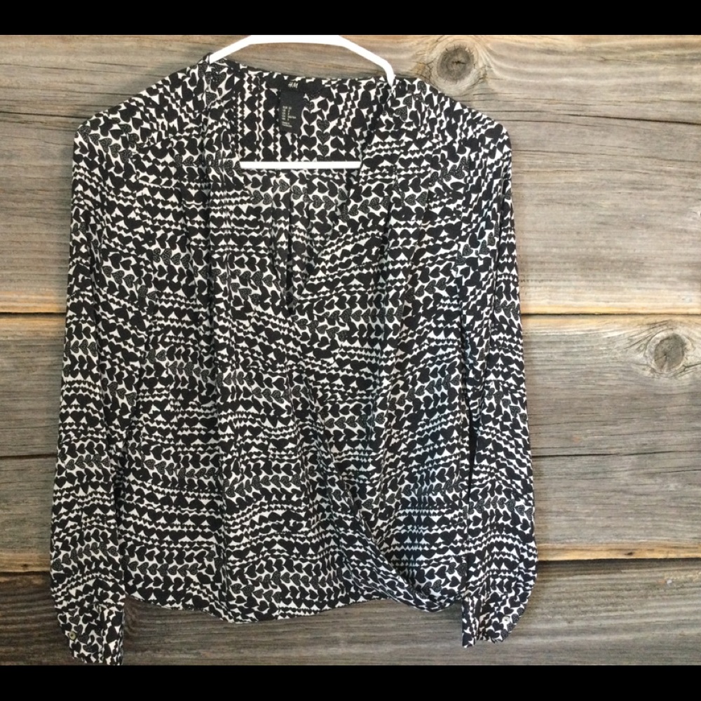 H&M Heart Print Blouse Size 2